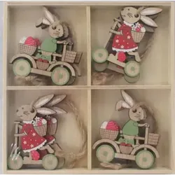 Rollerhäschen aus Holz - zum Aufhängen, 8 Stück, 6 cm
