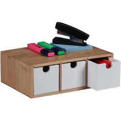 Relaxdays, Schreibtisch Accessoire, Bambus-Schubladenbox