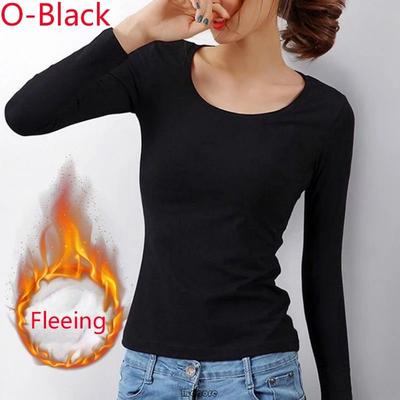Uplifted Finds Women German Velvet Thermal Bottoming Shirt Long Sleeve Top 2xl o black Velvet