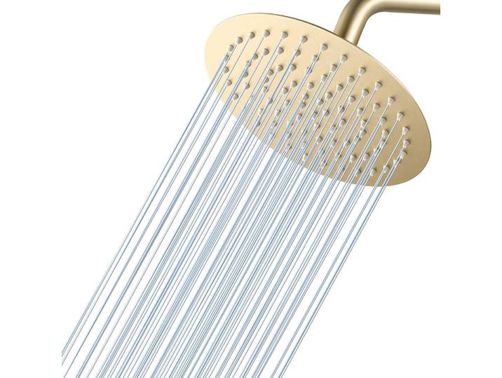 Regendusche Duschkopf 20cm Rund Gold Edelstahl 304 Wassersparend mit 90 Silikondüsen