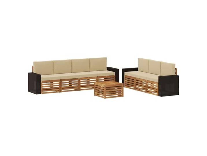 PUGYNBK 8-teiliges Sofaset aus massivem Akazienholz Wohnzimmer-Set für den Außenbereich, wetterfest, lackiert, modulares Design, einfache Wartung