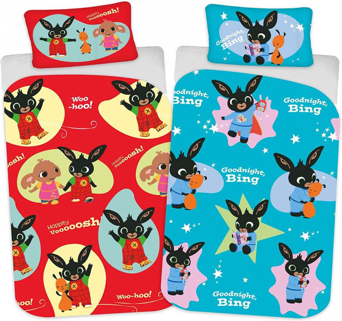Bing Bunny peuterdekbedovertrek - Rood / Blauw - 120 x 150 cm