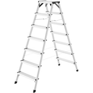 Hailo Stehleiter StandardLine D60, 8657-007, beidseitig begehbar, aus Aluminium, bis 150kg, mit 2 x 7 Stufen