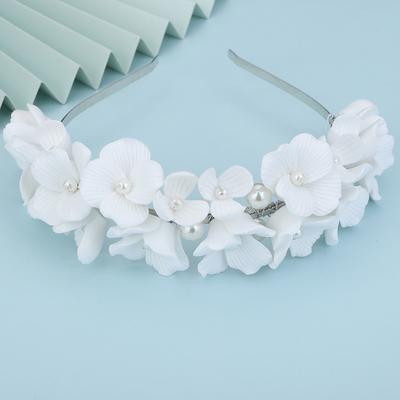 Fashion Sheath Handmade Bridal Flower Crown With Pearls Elegant Floral Wedding Headpiece & Pearl Tiara For Brides silver
