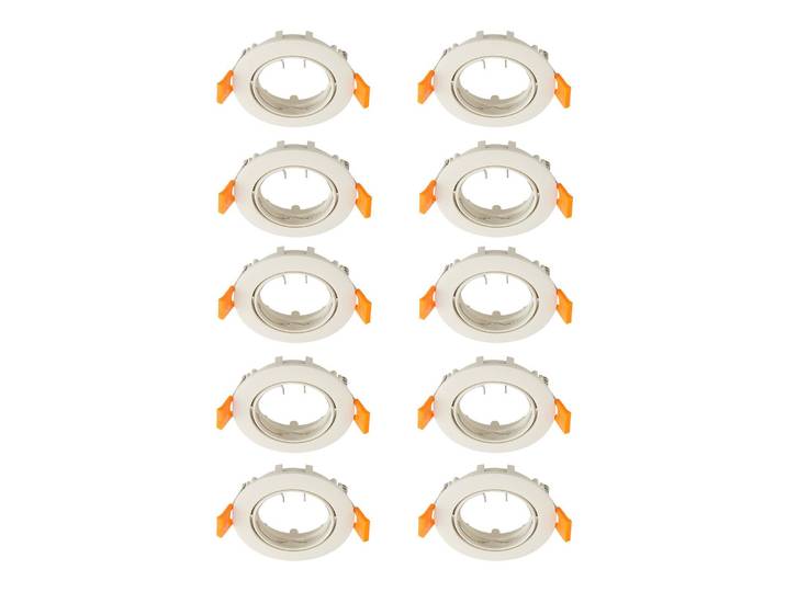 Prios Deckeneinbauleuchte Fibur, beige, Zink, Ø 8,2 cm, 10er Fibur PRIOS, dimmbar, creme / amber, für Wohn- / Esszimmer, Metall, Modern