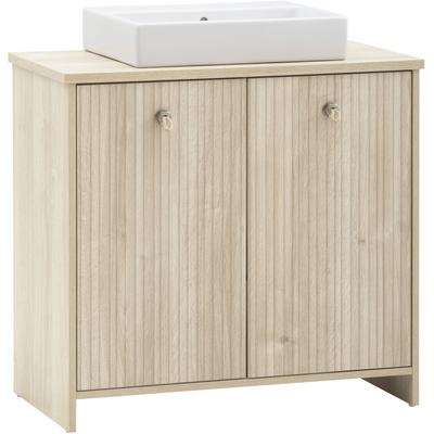 Waschtisch SCHILDMEYER "SONDERBY, 2 Türen, Breite 83,2 cm, MADE IN GERMANY", weiß eiche, eiche hell, B:83,2cm H:89,4cm T:45cm, Holzwerkstoff, Waschtische, Waschtisch, Seilgriffe im maritimen Look, MADE IN GERMANY