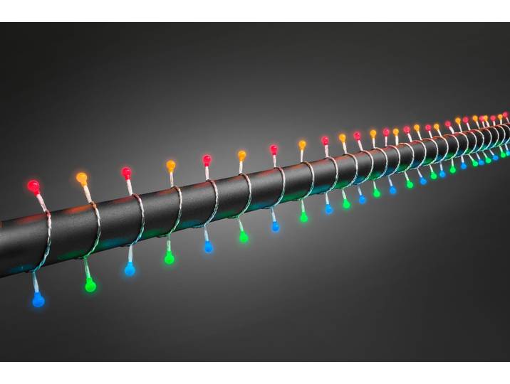 KONSTSMIDE LED-Lichterkette Weihnachtsdeko aussen , transparent, Dioden 80 Stk. Flammen 80 Stk., Gesamtlänge 11,32m, Lichterketten, LED Globelichterkette, runde Dioden, 80 bunte Dioden, LED-Lichterkette