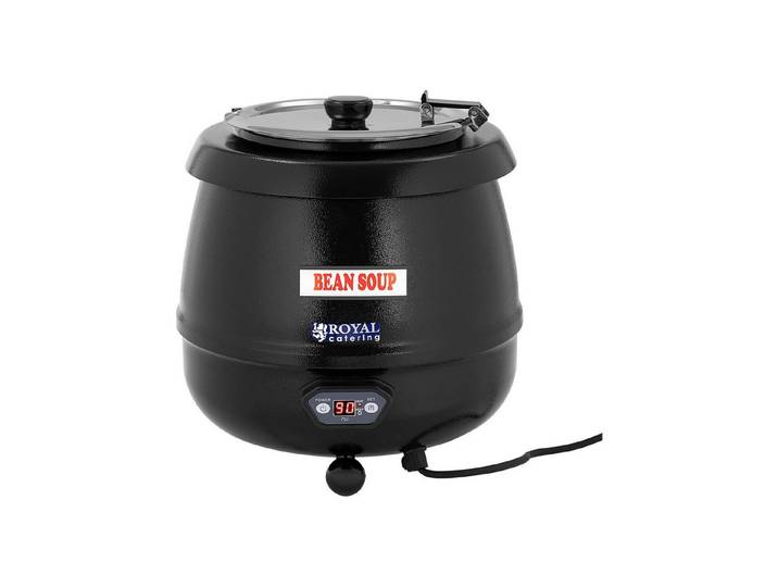 Royal Catering Suppentopf 10 L Elektrischer Suppenwärmer Digital 400W Deckel Warmhalten Gastro, Edelstahl
