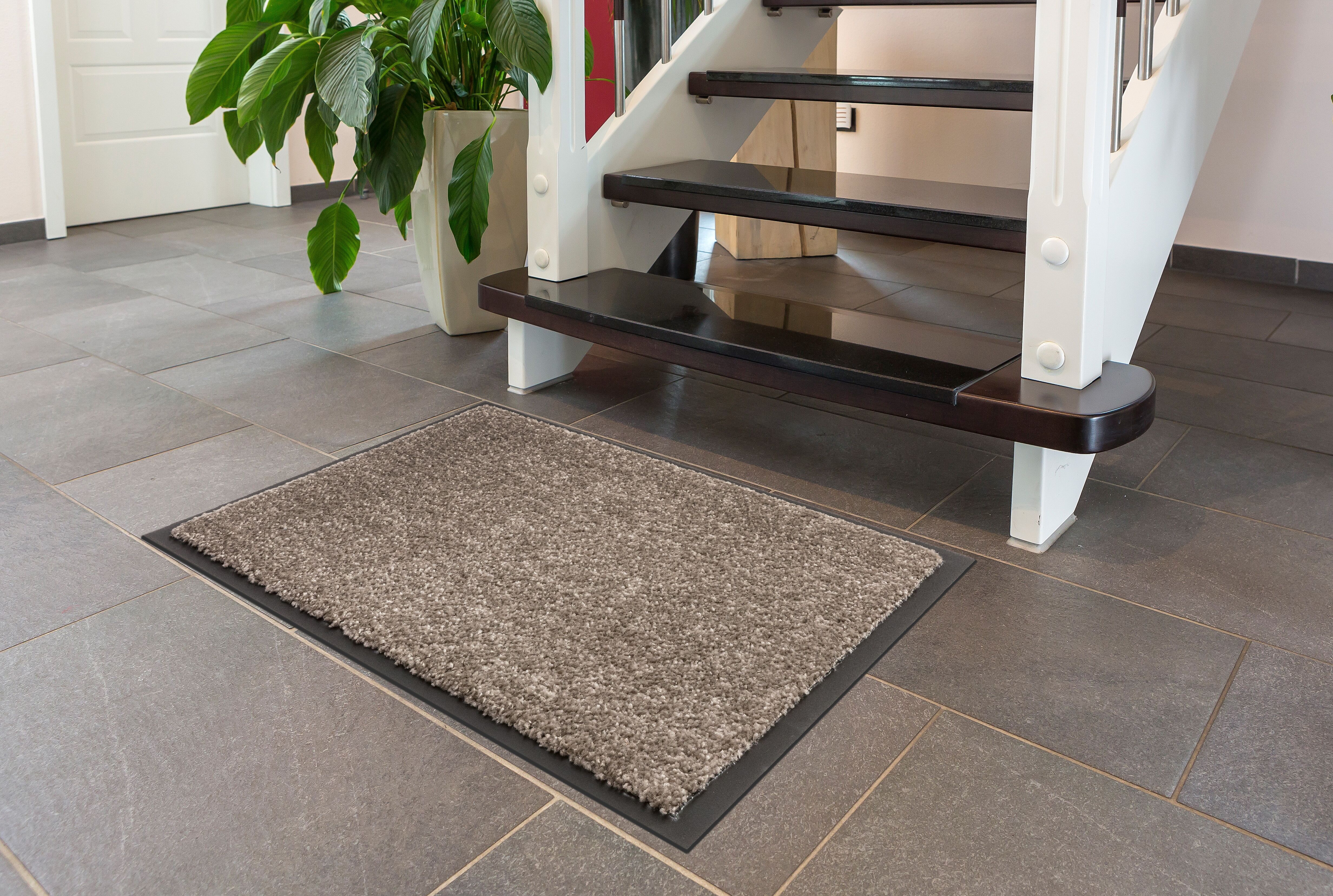 Fussmatte ASTRA "Perle", grau (taupe), B:60cm H:9mm L:80cm, Kunstfaser, Teppiche, Fussmatte, Türmatte, Schmutzfangmatte, waschbar, In und Outdoor taupe B : 60cm 1 Stk., 9mm, L: 80cm