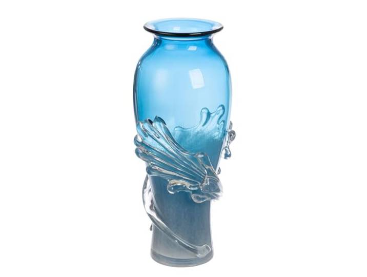 Glas Art Vase Wave - blau, durchgefärbt - Glas - Höhe 40cm - wasserdicht - Dekovase