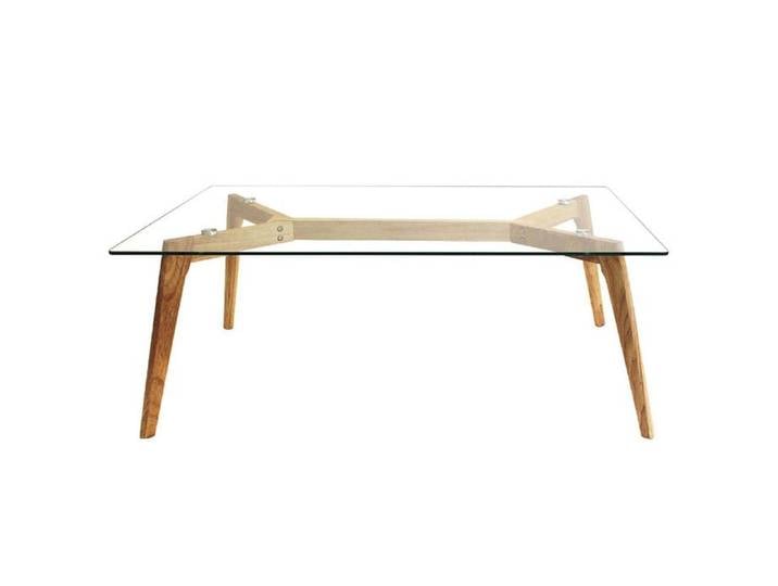 VERANE - Table Basse Rectangulaire Plateau Verre