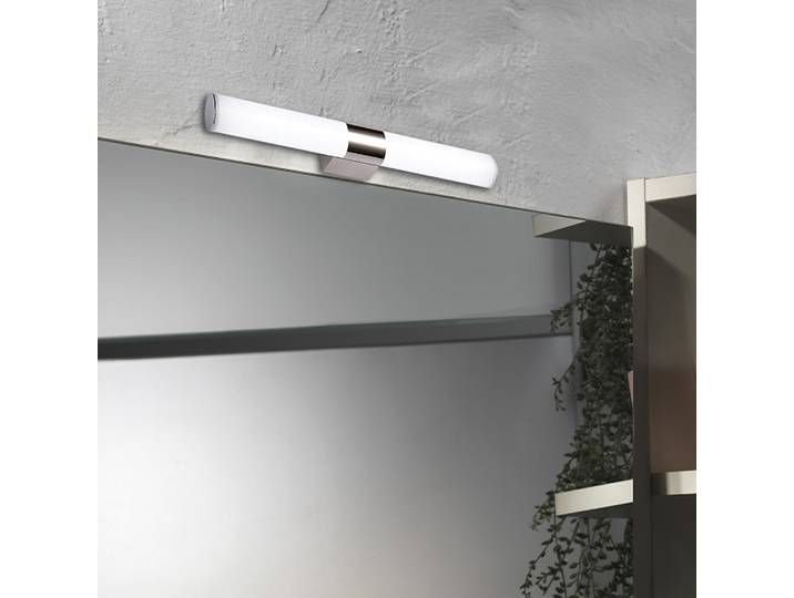 Badezimmerleuchte Obut 15 x 40 x 10cm Weiß/Silber Material: Glas, Metall Metallart: Eisen Oberfläche Metall: Gebürstet LED-Platine