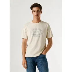 Pepe Jeans für Herren. PM5010314 Gon T-Shirt off-white (M), Weiß, Lässig, Baumwolle, Kurzarm