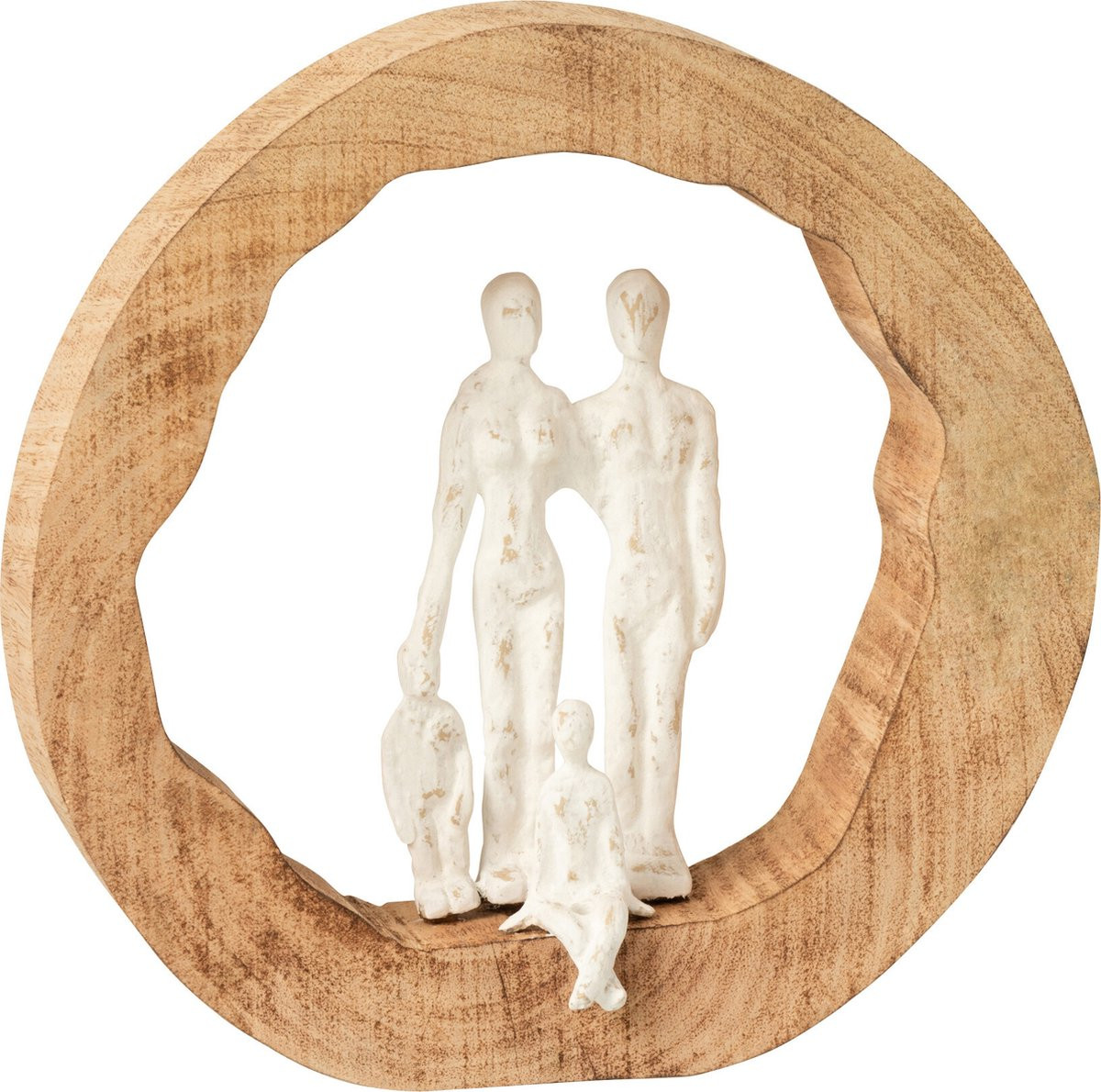 J-Line Decoratie Figuur Familie - Hout en Aluminium - Naturel/Zilver