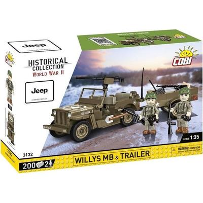 COBI Historical Collection 3132 - Willys MB & Trailer, Jeep, WWII, Bausatz 1:35, 200+2 Klemmbausteine