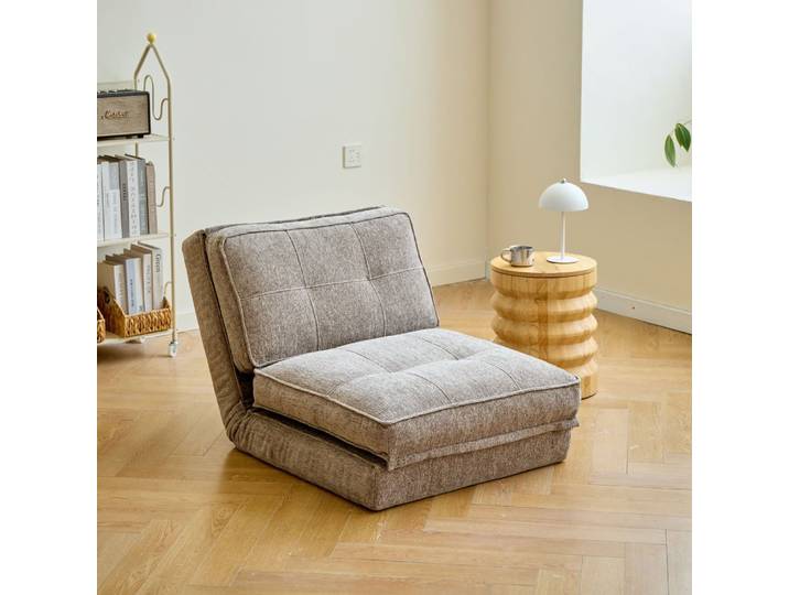 Fauteuil chauffeuse convertible en tissu gris
