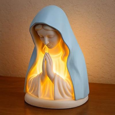 Nachtlicht mit Marienstatue, neues Gebetsnachtlicht mit Marienmotiv, LED-Tischlampe für Andacht, sanftes, augenschonendes Nachtlicht, Wohnaccessoire für Schlafzimmer und Wohnzimmer