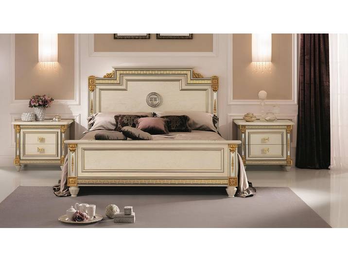 Xlmoebel Schlafzimmer-Set Designer Luxus Bett mit 2 Nachttischen im Barock-Stil, (3-tlg), Made in Europa