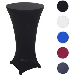 Set Stehtisch + Stehtischhusse HWC-J30, Bistrotisch Tischhusse, klappbar höhenverstellbar Ø 60cm ~ Husse schwarz