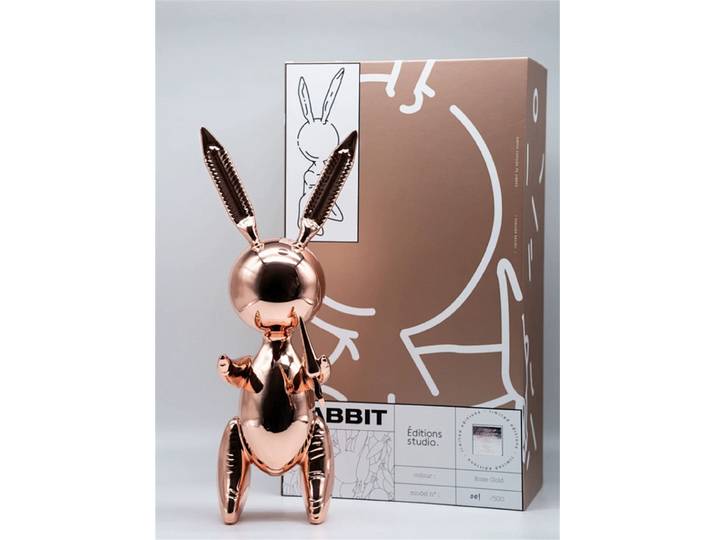 Sculpture de Lapin Debout en Ballon Métallique - Statue en Résine d'Art Moderne Décoration d'Intérieur Jouet d'Art Électroplaqué Signé et Numéroté avec COA