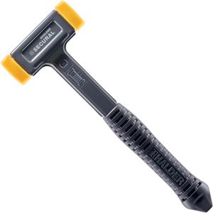 HALDER Schonhammer SECURAL plus, 3380.140, Kopf 30x40mm, 2 Gummieinsätze, mit Stahlrohrstiel, rückschlagfrei