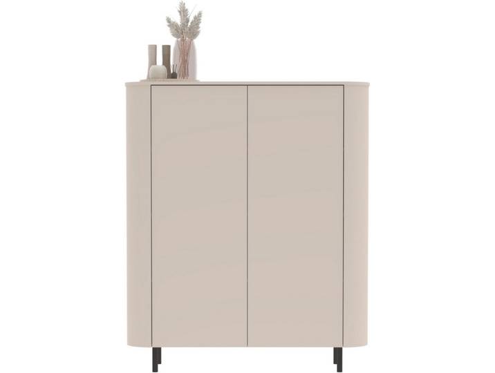 OTTO home Highboard Lido Stauraumschrank Höhe 154 cm, Formgebogenes MDF, Stirnseiten mit Rundung, Push-to-open, Metallfüße