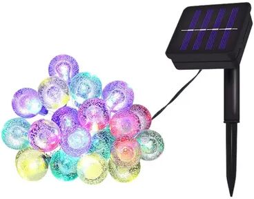 Friendly Fresh Finds Solar LED Crystal Ball String Lights For Outdoor Garden, Waterproof Fairy Lamps For Lawn & Tree Decoration multicolor 20leds