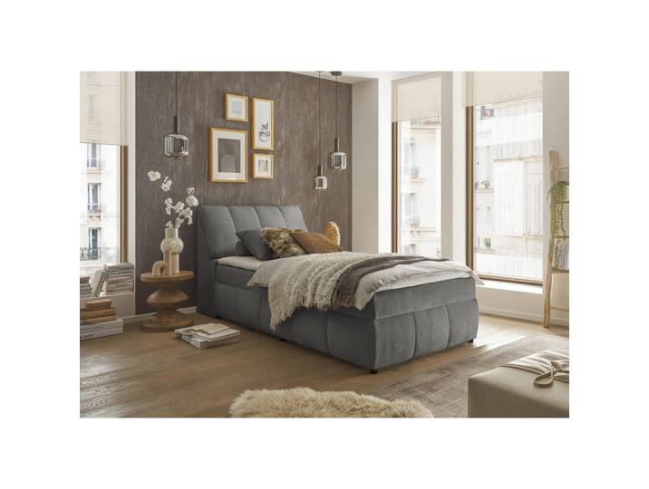 Mid.you Boxbett, Graphit, Kunststoff, 120x200 cm, Bettkasten, gepolstertes Kopfteil, Schlafzimmer, Betten, Boxspringbetten