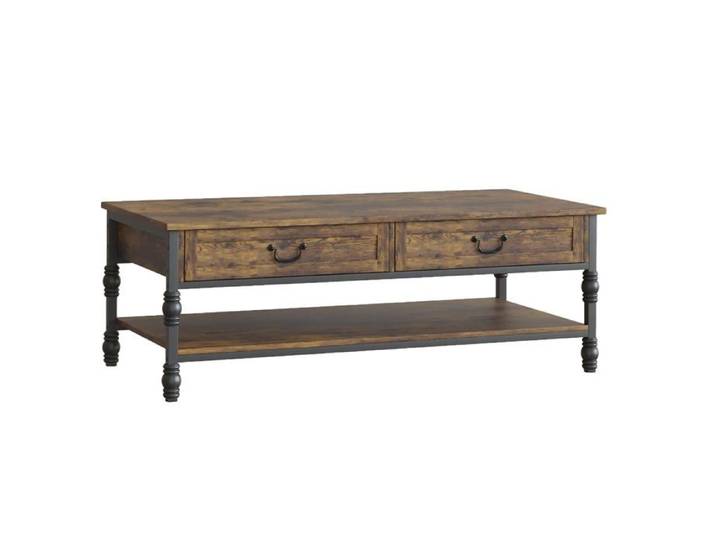 Table basse 41in 2 tiroirs étagère ouverte brun rustique