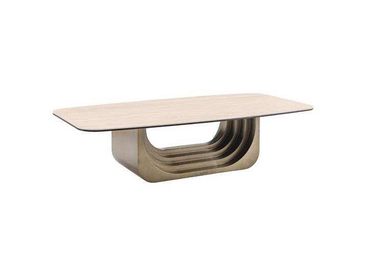 Couchtisch Maxfield beige mit wendbarer Platte aus Glas und Keramik