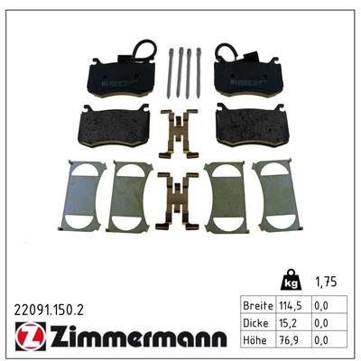 ZIMMERMANN Bremsbelagsatz, Scheibenbremse 22091.150.2 Vorderachse für ALFA ROMEO