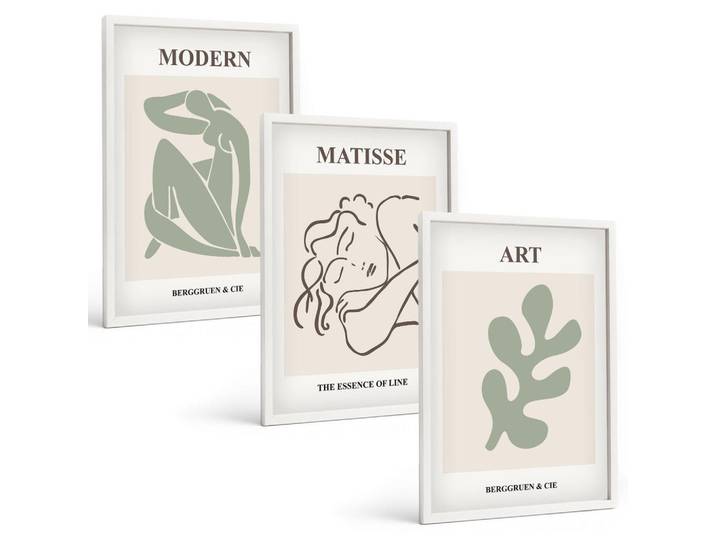 Tulup Bilder SET 3er Set - 40x60 cm Weißer Rahmen - Stilvolles Design mit Pflanzenmotiven, Kunststoff, Rechteckig, 40x60 cm, Fotografie, Bilder & Rahmen, Bilder