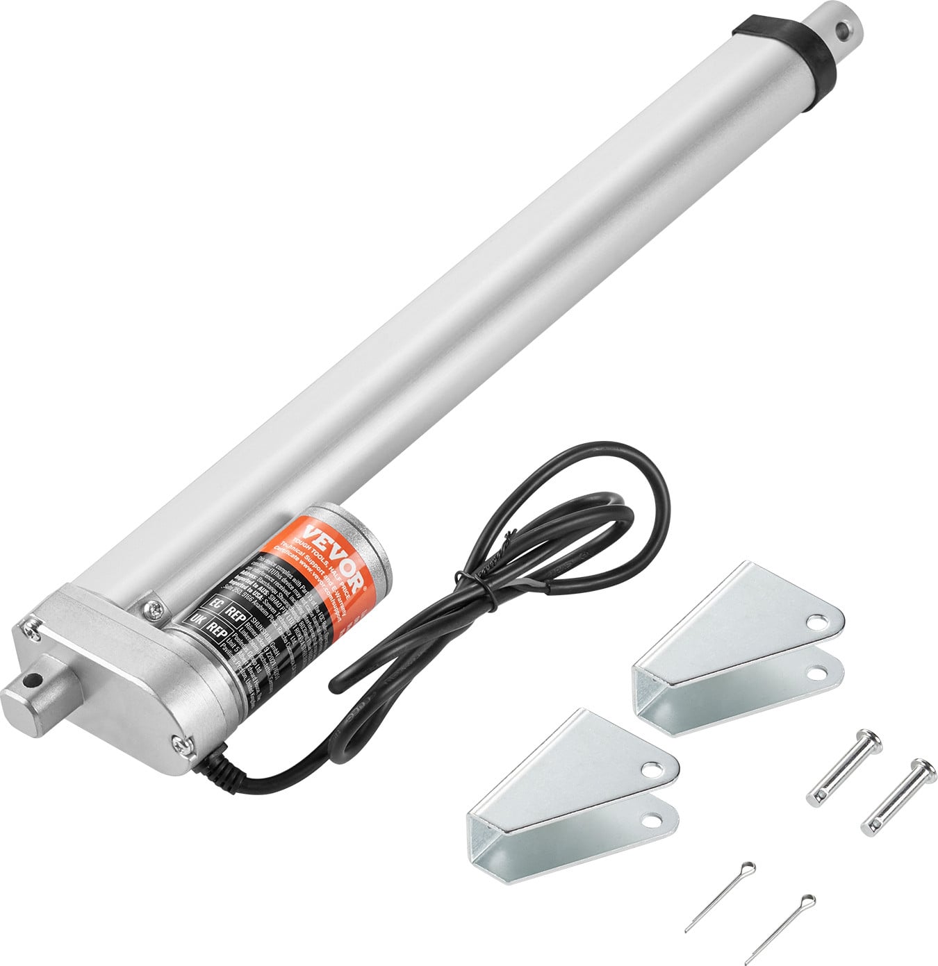 VEVOR Lineaire actuator 1500N, DC 12V, IP54, elektrische motor met 300mm slag, zilver/wit