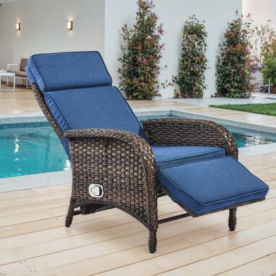 Pocassy Outdoor Lounge Chairs with Adjustable Brown - Blue