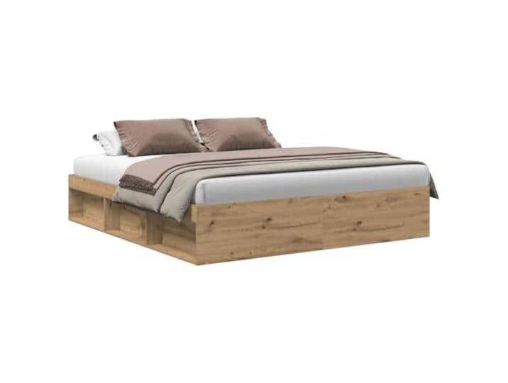 PUGYNBK Bettgestell Eiche handgefertigt, 200 x 200 cm Robustes Konstruktionsholz, Stauraum darunter, Sperrholzleisten für stabilen Stand