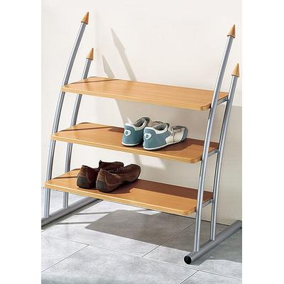 Schuhregal INOSIGN, silber (silberfarben, buchefarbig), 3 Stk. offene Fächer, Regale, Schuhregal, buchefarben