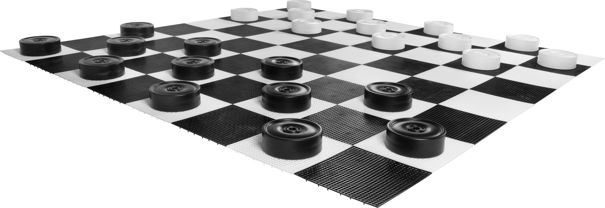 XXXL Giga Checkers Game (Dame, 8x8 Felder) - UV-geschützt PVC - Mit Kunststoff-Schachbrett 304 x 304 cm