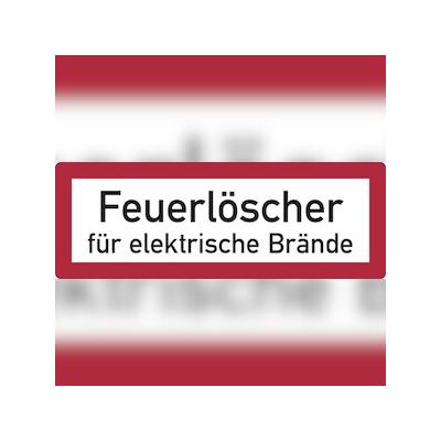 Feuerwehrschild, Feuerlöscher für elektrische Brände - DIN 4066 - 148x52 mm Folie selbstklebend