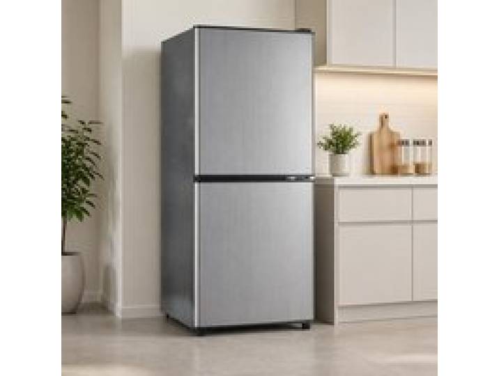 Mini Réfrigérateur Double Porte 106L Argent Réfrigérateur Combiné avec Congélateur 4 Étoiles LED - Classe E - 102x42 5x44 5 cm