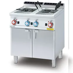 Redcook Gas-Nudelkocher 2 Becken 25 + 25 lt. Struktur aus rostfreiem Stahl. Abmessungen 80x70,5 h90 cm. Modell CP-78G