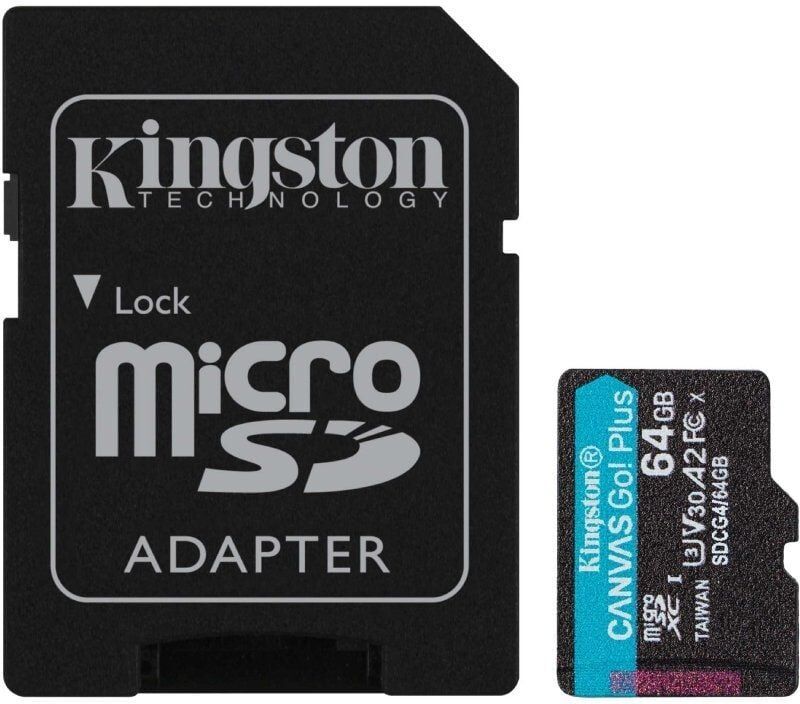 Tarjeta de Memoria Kingston CANVAS Go! Plus 64GB microSD XC con Adaptador/ Clase 10/ 200MBs