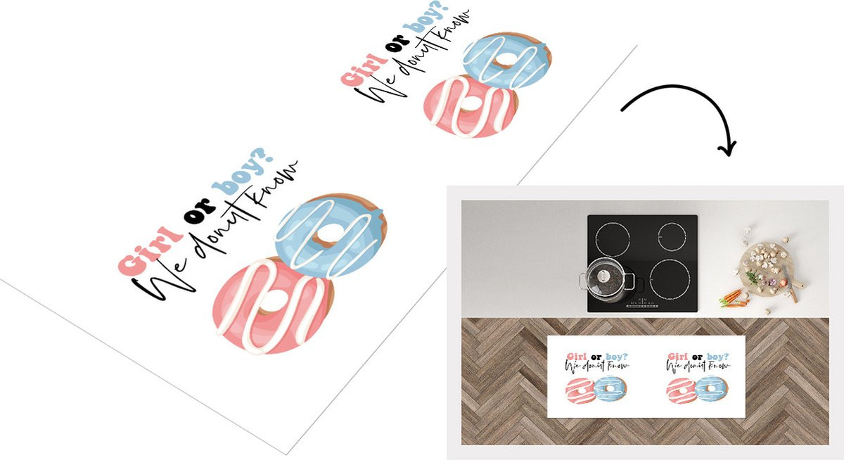 KitchenYeah Keukenloper Vinyl Girl or Boy We Donut Know B/D: 120 x 50 cm