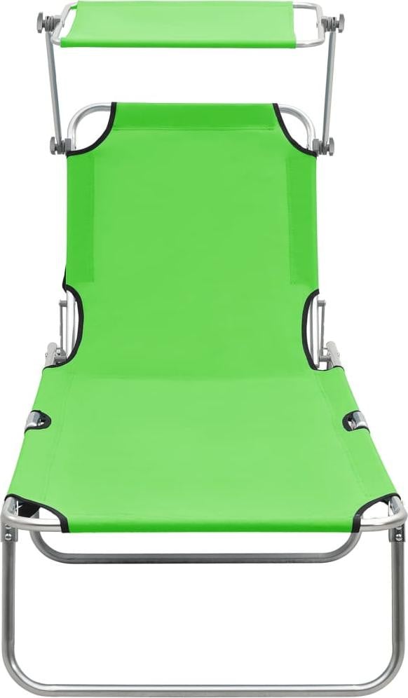 vidaXL Opvouwbare ligstoel met zonnescherm, groen, aluminium