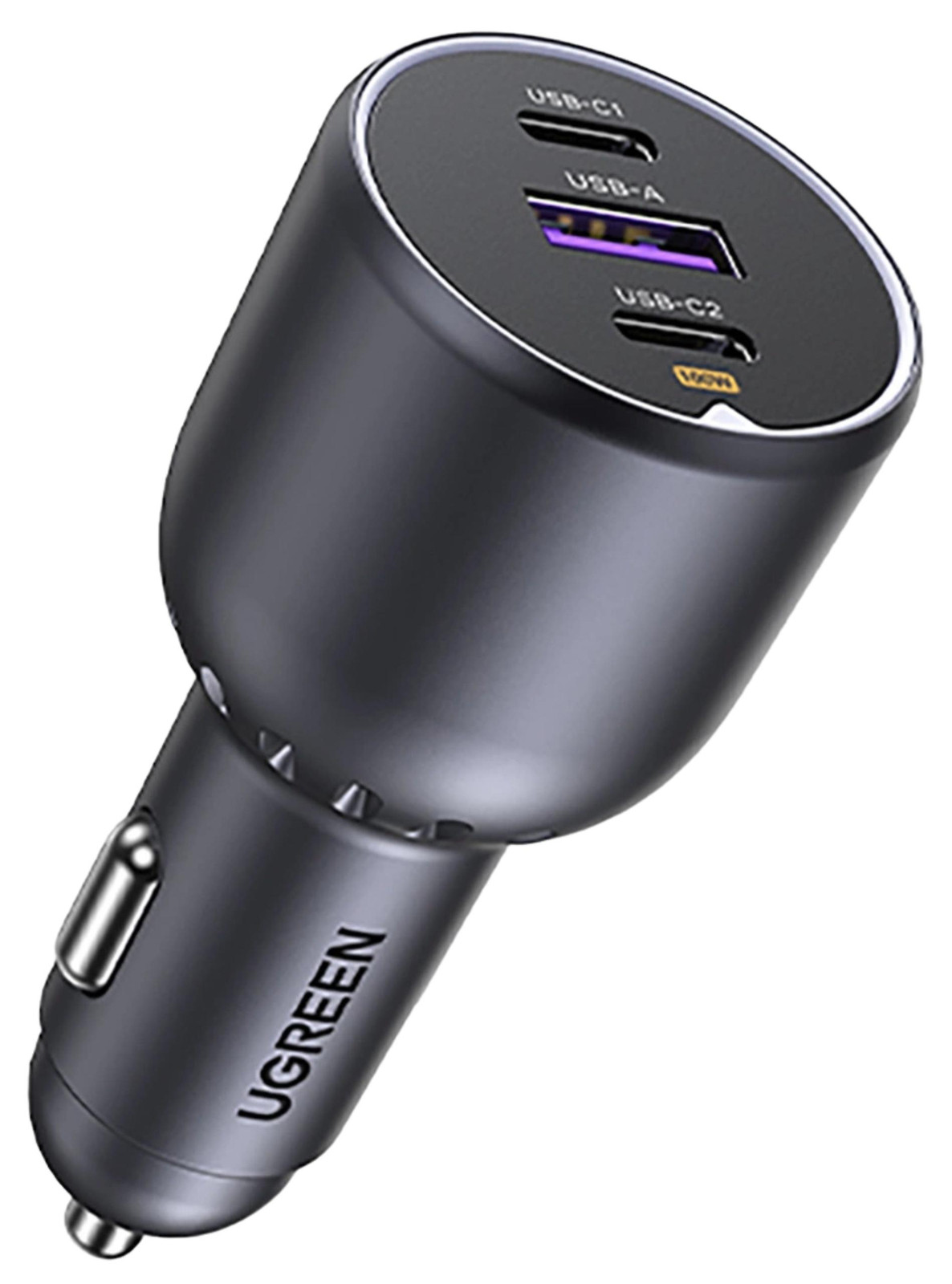 UGREEN 130W autolader met 3 aansluitingen, grijs