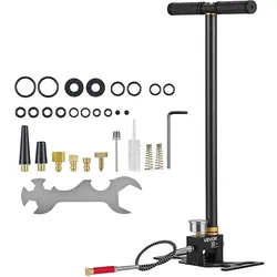 VEVOR PCP-Handpumpe 3-stufig, Hochdruckpumpe bis 41,37 MPa, Standpumpe mit Öl-Wasser-Filter, Manometer und Edelstahlgehäuse, für Luftgewehre, Paintball, Reifenbefüllung und Schlauchboote Schwarz