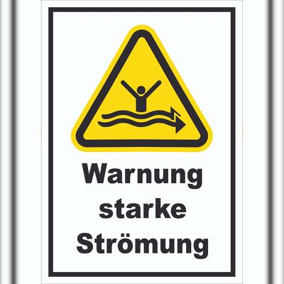 HB-Druck Schild Warnung starke Strömung A6 (105x148mm)