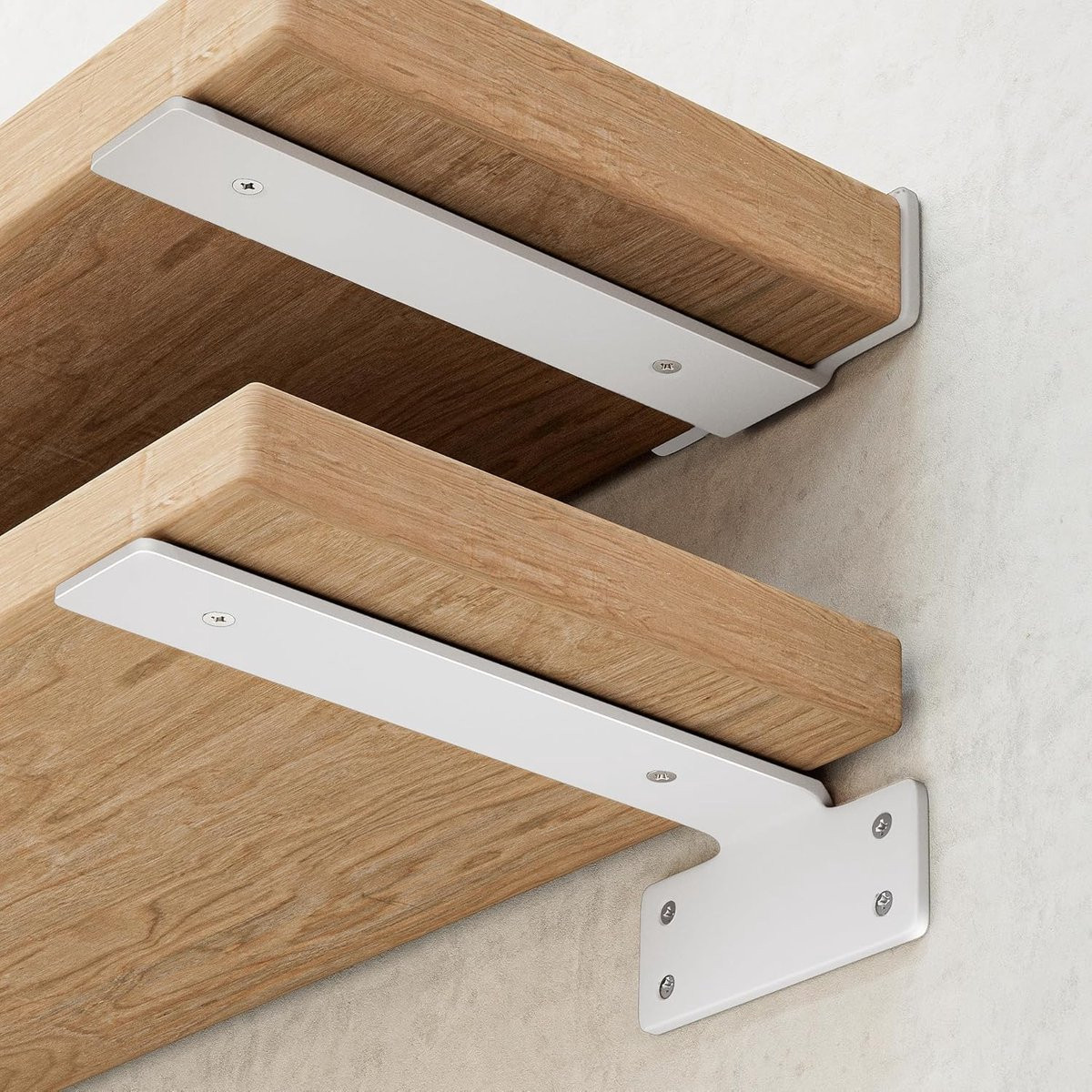 Set van 2 witte L-vormige wandsteunen voor plankdragers en tv-meubels, 12 inch, heavy-duty zwevende plankdragers