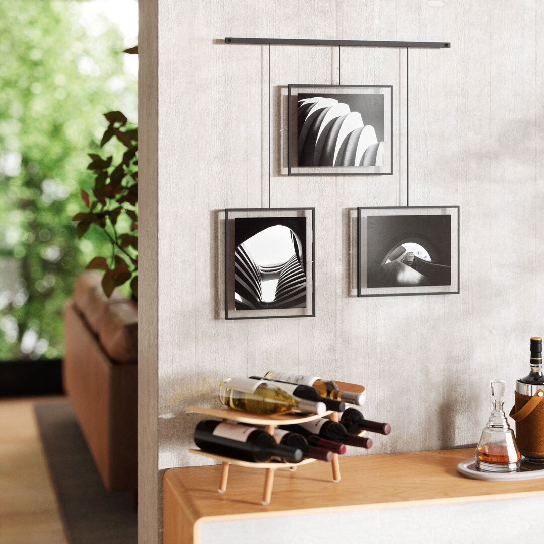 Umbra Exhibit Metal Ledge Picture Frame with Brackets – Set of 3 Black