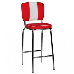 BARHOCKER Retro 50er Jahre Dinerstil Weiß, Rot 40x38x110 cm