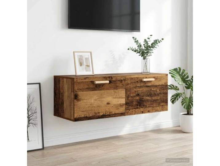 KGHFDVB Wandschrank Holzwerkstoff 100 x 36,5 x 35 cm Wandmontage, 2 Fächer, Tür umkehrbar, Feuchtigkeitsbeständig, Pflegeleicht